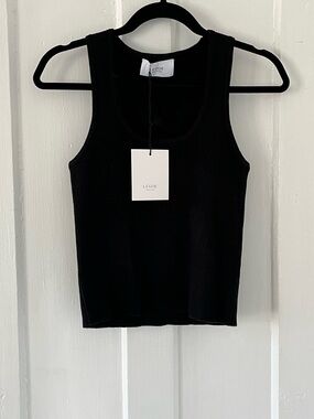 Legoe Black Ribbed Tank - Women's Scoop Neck